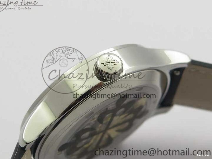 MIROTIME 0122 Practical Calatrava 5524 Pilot Travel Time SS GRF Blue Dial on Black Leather Strap A324 V 7107